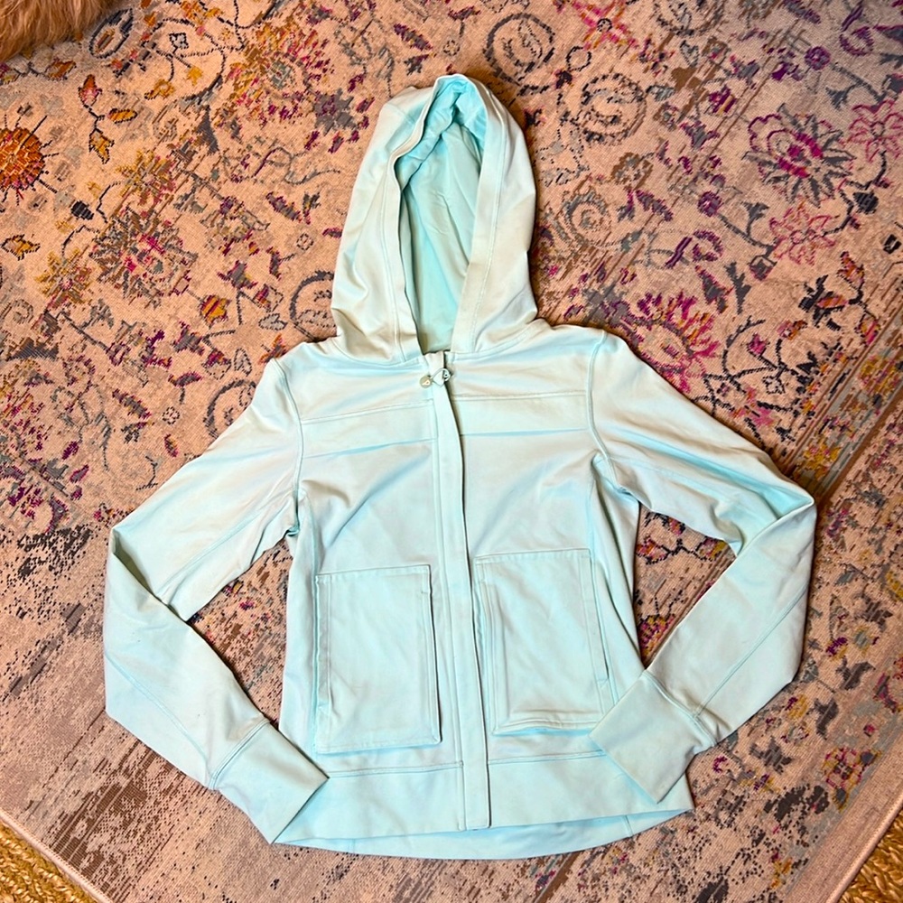 Ivivva Blue and Green Zip-Up Hoodie Lightweight Sweatshirt